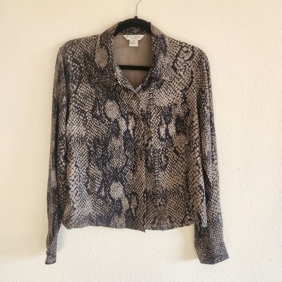 Vintage Silk Snakeskin Pattern Blouse - Picture 1 of 4